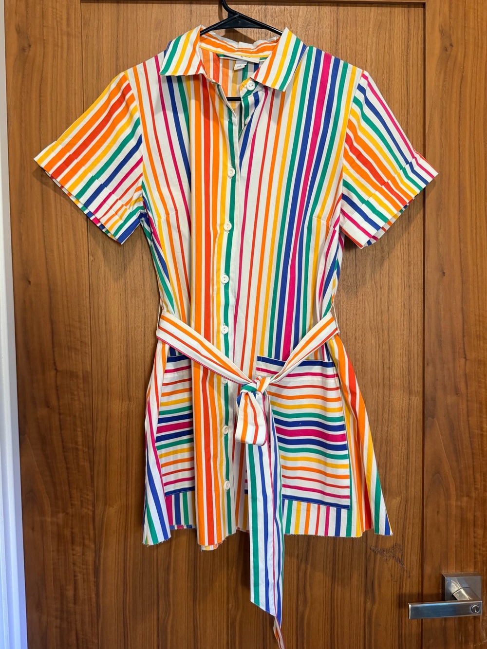 Christopher John Rogers Multicolor Vertical Stripe Button-Front Shirt Dress